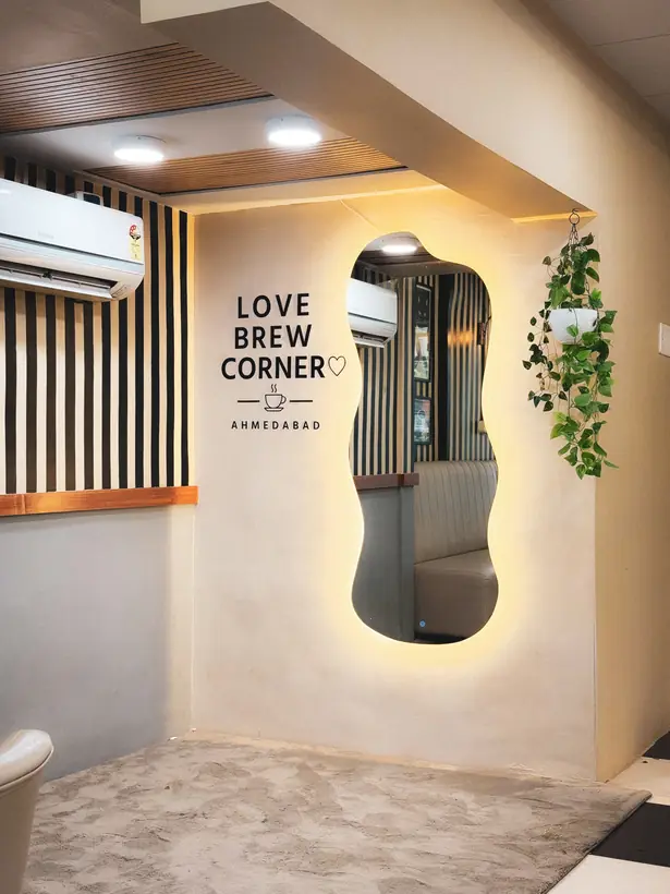 The menu board and counter wall at Love Brew Corner